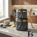 نمای جزئیات ست کتری و قوری زیو مدل ZTS-۸۰۱۴ اصل پرداخت و جزئیات مواد