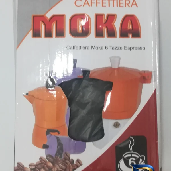 نمای بسته بندی قهوه جوش موکا مدل ۶ Cups اصل برچسب و بسته بندی