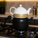 نمای جزئیات ست کتری و قوری مدل 5832 با گنجایش ۲ لیتر یک لیتر پرداخت و جزئیات مواد