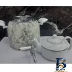 نمای جزئیات ست کتری و قوری نزاز مدل قالب ترک با طرح سنگ پرداخت و جزئیات مواد