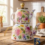 نمای جزئیات ست کتری و قوری میس بتی مدل ROSE DELUXE پرداخت و جزئیات مواد
