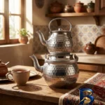 نمای بسته بندی ست کتری و قوری مدل چکشی اصل برچسب و بسته بندی