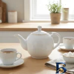 نمای جزئیات قوری چینی تقدیس مدل -8Cup پرداخت و جزئیات مواد