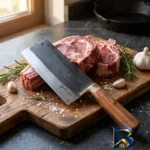 نمای جزئیات ساطور قصابی الماس زنجان مدل ۱ پرداخت و جزئیات مواد
