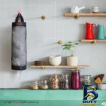 نمای جزئیات نظم دهنده کیسه و پلاستیک میراژ مدل اویز کابینتی بسته ۳ عددی پرداخت و جزئیات مواد