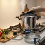 نمای جزئیات زودپز استیل یونیک با ظرفیت بالا و طراحی مدرن پرداخت و جزئیات مواد