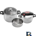 نمای جزئیات زودپز دوقلو پارس استیل با کف سه لایه و ظرفیت مناسب پرداخت و جزئیات مواد