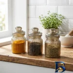نمای جزئیات ست ادویه ۳ تکه طرح ویو شیشه ای پرداخت و جزئیات مواد