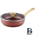 نمای جلو سرویس قابلمه و تابه گرانیت ۱۷ پارچه ام جی اس مدل گارنت طراحی و جزئیات کلیدی
