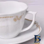 نمای کناری ست فنجان و نعلبکی ۱۲ پارچه مقصود مدل نیلوفری داتیس پروفایل و ساختار
