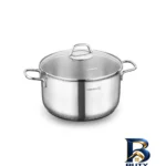 نمای کناری قابلمه کرکماز پرلا با کفه دو جداره و در شیشه ای پروفایل و ساختار