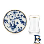 نمای کناری سرویس چای خوری ۱۲ پارچه ۶ نفره شاهین مدل Blue-Rose پروفایل و ساختار
