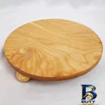 نمای کناری سینی سرو گرد پایه دار چوبی پلی وود چندلایه با ابعاد 25×25×5 سانتی متر پروفایل و ساختار