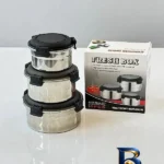 نمای کناری ظرف نگهدارنده استیل مدل دربدار مناسب برای یخچال بسته ۳ عددی پروفایل و ساختار
