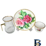 نمای کناری سرویس چای خوری ۱۸ پارچه تویگار مدل Rose White پروفایل و ساختار