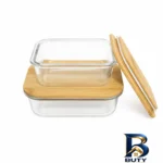 نمای کناری ظرف نگهدارنده شیشه ای مدل درب دار واشردار مناسب یخچال و فریزر بسته دو عددی پروفایل و ساختار
