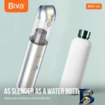 نمای در اتاق جارو شارژی خودرو بیوا مدل BVC-۰۲s با توان مکش ۱۲۰ AirWatt، باتری ۲۲۰۰mAh، ظرفیت مخزن ۲۰۰ml، چراغ قوه و چراغ چشمک