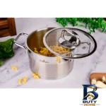 نمای کناری قابلمه یونیک با در شیشه ای و بدنه استیل پروفایل و ساختار
