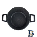نمای کناری قابلمه گرانیتی کلاسیک دو دسته با در پیرکس پروفایل و ساختار