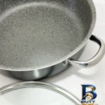 نمای کناری تابه ظرفیران رهنمون مدل کرال با در پیرکس و سوپاپ بخار پروفایل و ساختار