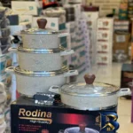نمای کناری سرویس قابلمه و تابه آلومینیوم گرانیت ۸ پارچه رودینا کد ۰۸ پروفایل و ساختار