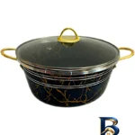 نمای کناری سرویس قابلمه و تابه گرانیتی ۷ پارچه مدل ماربل سنگی پروفایل و ساختار