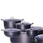 نمای کناری سرویس آلومینیومی قابلمه و تابه 10 پارچه آلتیما مدل 8000p پروفایل و ساختار