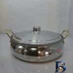 نمای کناری سرویس قابلمه آلومینیومی ۶ پارچه مدل تخم مرغی با دسته پروفایل و ساختار