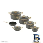 نمای کناری سرویس قابلمه و تابه گرانیتی ۱۱ پارچه بی وی کی مدل گلکسی کد VK۷۱۴۶۱۱ اصل پروفایل و ساختار