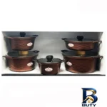 نمای کناری سرویس قابلمه وتابه گرانیتی ۱۰ پارچه زرساب مدل دلموند DL-۸۳۷۰ اصل پروفایل و ساختار