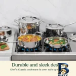نمای کناری سرویس قابلمه و تابه استیل ۷ پارچه کوئیزینارت مدل ۷۷-۷P۱ اصل پروفایل و ساختار