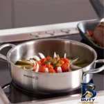 نمای کناری سرویس قابلمه تابه استیل ۹ پارچه کرکماز طرح Perla کد A۱۶۰۹ اصل پروفایل و ساختار
