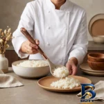نمای پخته سرویس کفگیر و ملاقه سیلیکونی ۸ پارچه آر اس مدل چوبی بافت برنج پخته