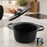 نمای کناری سرویس قابلمه و تابه گرانیت ۶ پارچه سام ست مدل لوکا پروفایل و ساختار