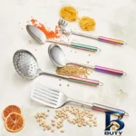 نمای کناری سرویس ملاقه و کفگیر 5 پارچه کاراجا مدل Pop-Up پروفایل و ساختار