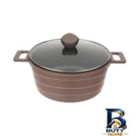 نمای کناری قابلمه گرانیتی تکنو با در شیشه و دو دسته پروفایل و ساختار