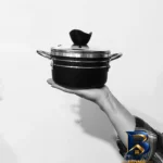 نمای کناری قابلمه گرانیتی ظرف سازان مدل سیلور با پوشش طبیعی پروفایل و ساختار