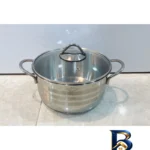 نمای کناری قابلمه استیل لوکس با کیفیت عالی و دسته های محکم پروفایل و ساختار