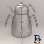 نمای کناری ست کتری و قوری تمام استیل نزاز مدل هرمی پروفایل و ساختار