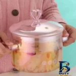 نمای کناری قابلمه پیرکس دو دسته مناسب پخت و پز پروفایل و ساختار