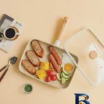 نمای کناری تابه نیوفلیم نچسب با در شیشه ای و دسته چوبی پروفایل و ساختار