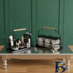 نمای کناری استند جا ادویه ای مدل دسته چوبی یک طبقه با طراحی زیبا پروفایل و ساختار