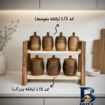 نمای کناری بانکه چوب گردو طرح خمره ای مجموعه ۷ عددی پروفایل و ساختار