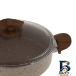 نمای کناری تابه اویز گرانیتی با در شیشه و دسته باکالیت پروفایل و ساختار
