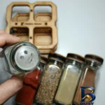 نمای کناری جا ادویه ۴ پارچه مدل مکارتی با استند پروفایل و ساختار