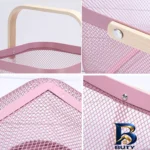 نمای کناری سبد آشپزخانه فلزی با دسته بامبو Safe carry پروفایل و ساختار