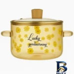 نمای کناری قابلمه پیرکس گلدار مناسب برای پخت و پز پروفایل و ساختار