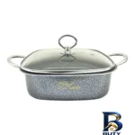 نمای جلو تابه گرانیتی صبا با دستگیره فلزی و طراحی نچسب طراحی و جزئیات کلیدی