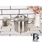 نمای جلو قابلمه استیل کرکماز با طراحی مناسب پخش گرما طراحی و جزئیات کلیدی
