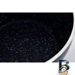 نمای جلو قابلمه ام جی اس با در سوپاپ دار و جنس چدن طراحی و جزئیات کلیدی